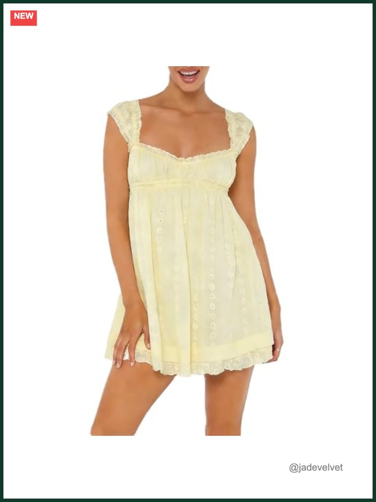 Floral Embroidery Babydoll Mini Dress Summer Sleeveless A-Line Flowy Sundress